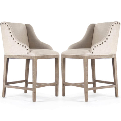 Sgabelli da bar in lino con chiodi