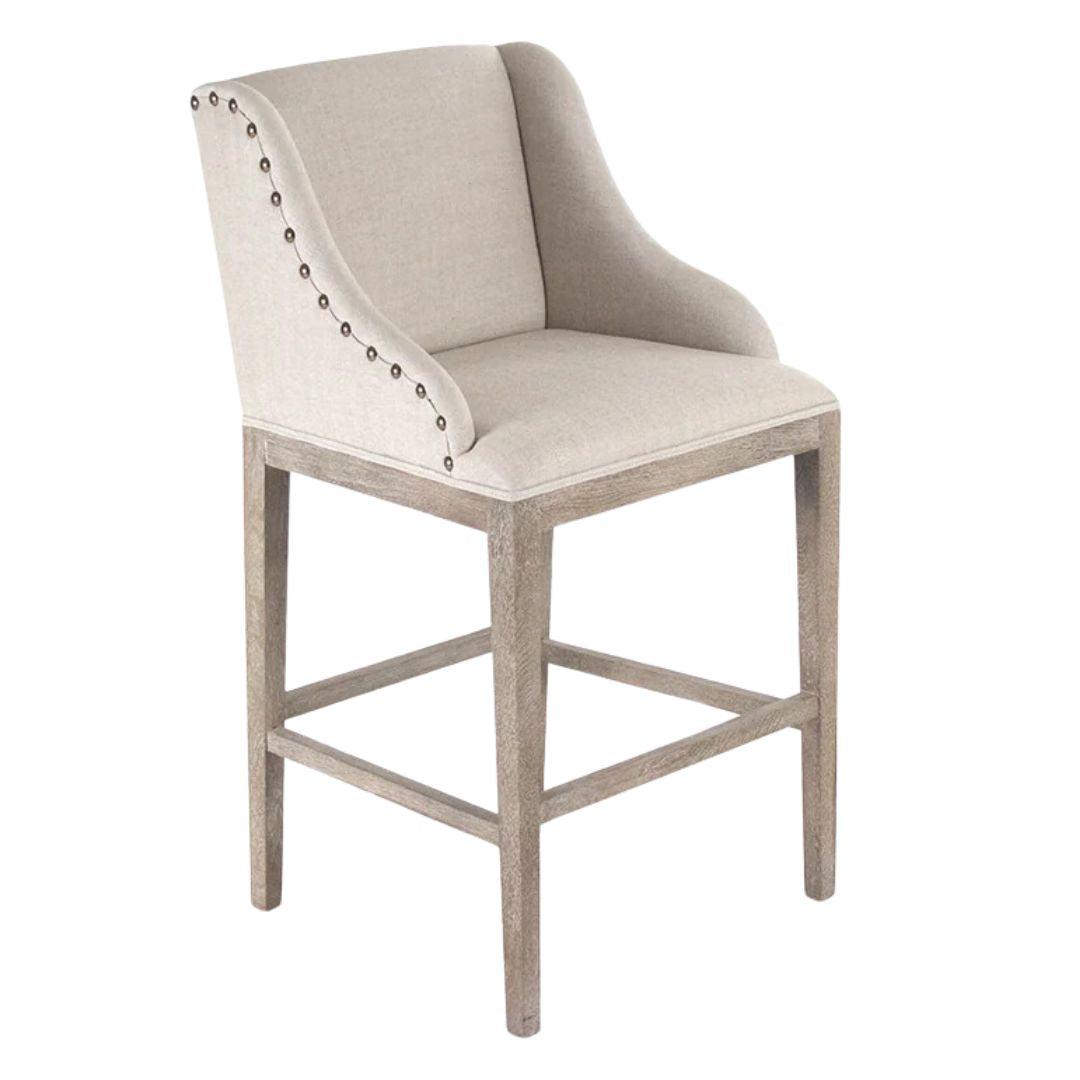 Sgabelli da bar in lino con chiodi