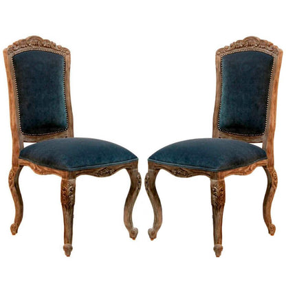 Sedia da pranzo Nantes Beverly in velluto blu