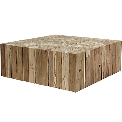 Tavolino da caffè quadrato a prisma in legno di teak naturale