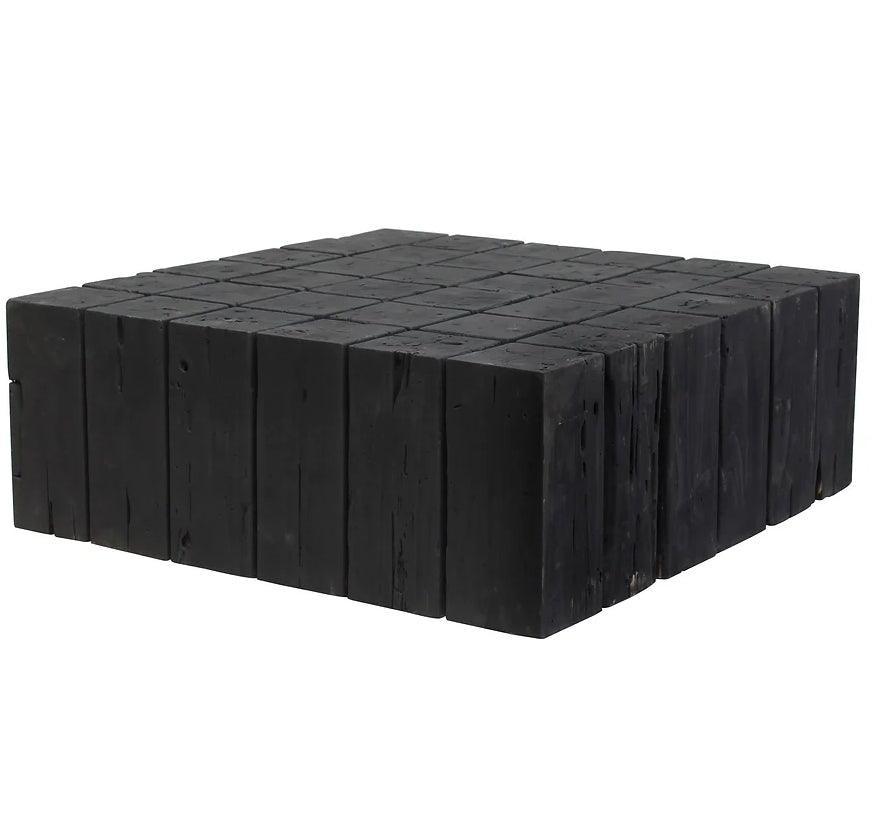 Tavolino da caffè quadrato a prisma in legno di teak naturale