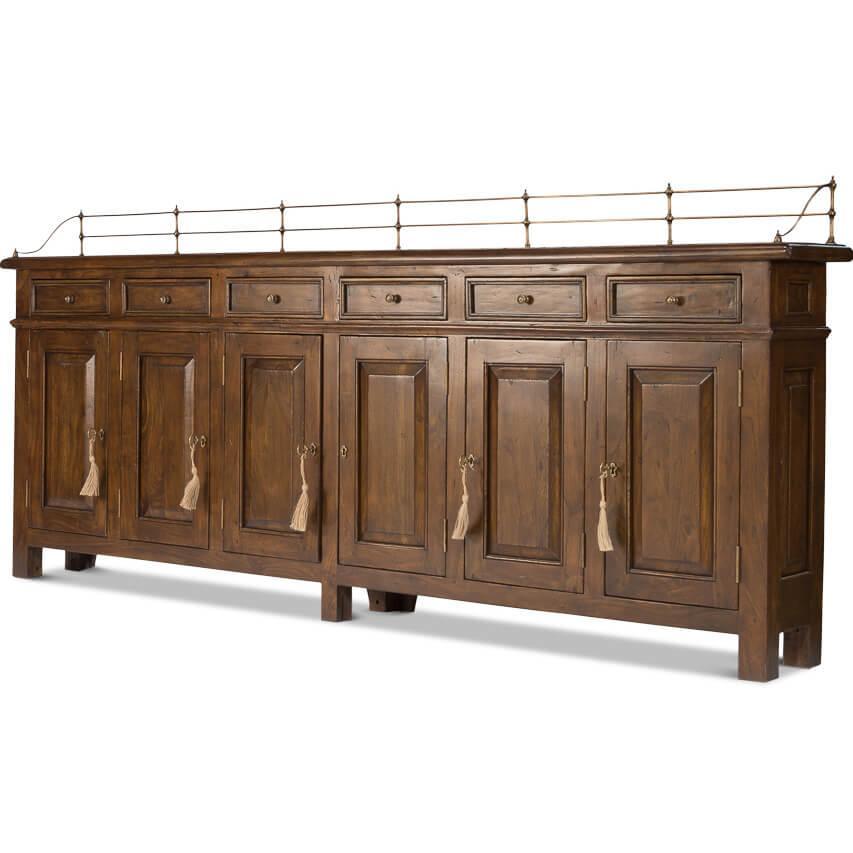 Credenza lunga in noce inglese antico 