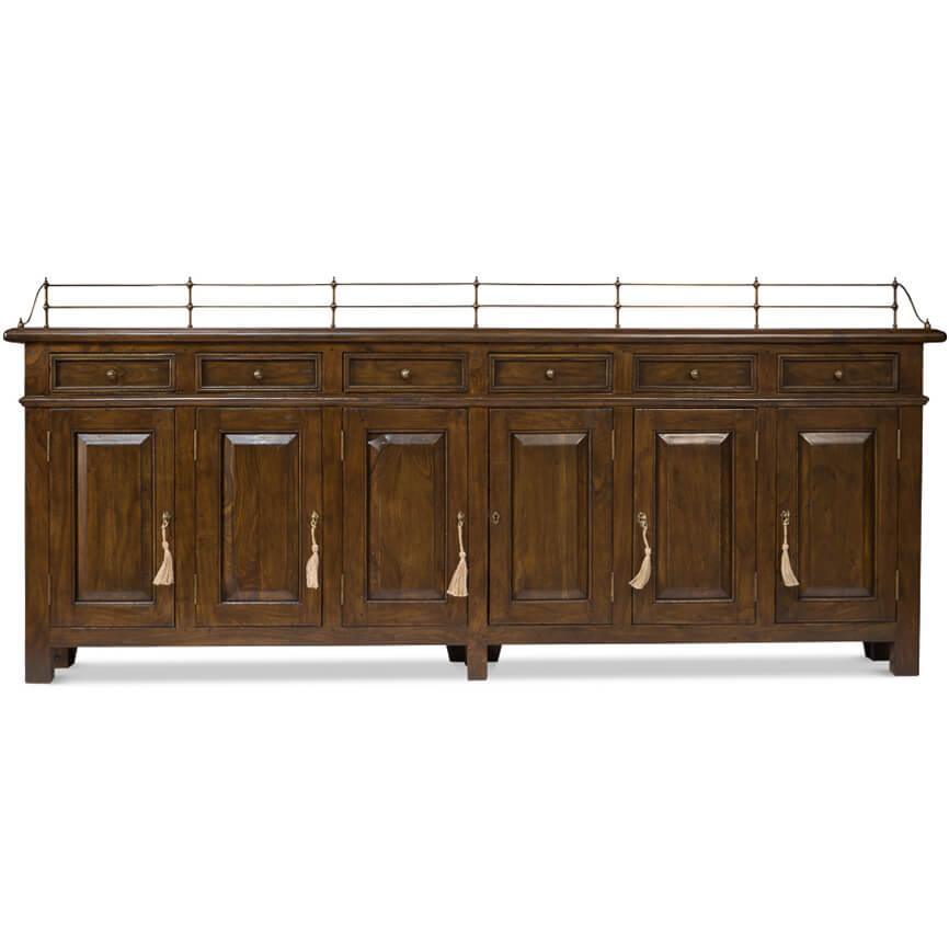Credenza lunga in noce inglese antico 