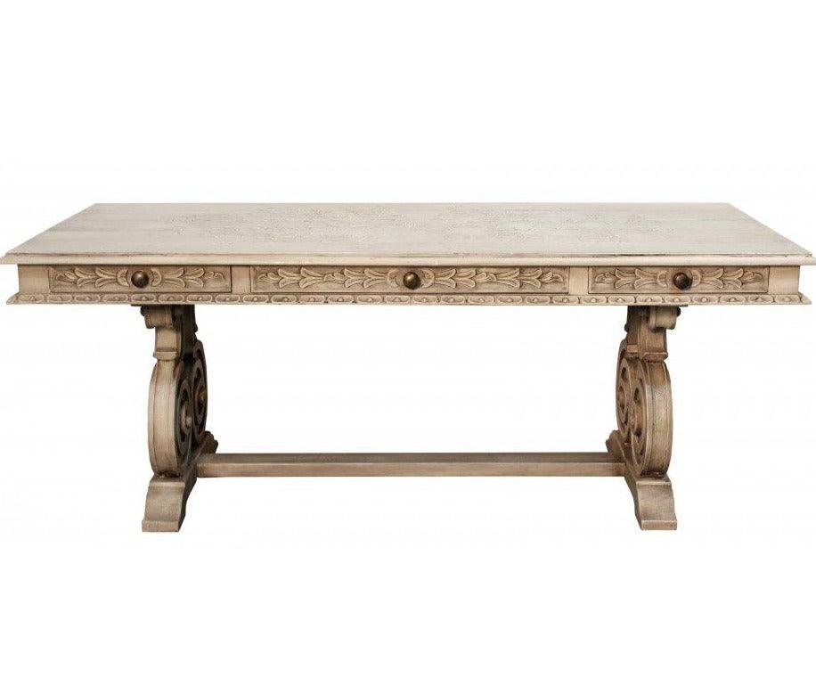 Tavolo decorato dipinto con cassetti