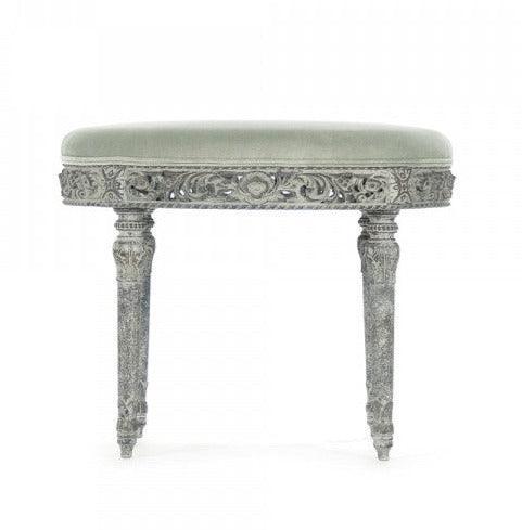 Sgabello francese rotondo riccamente intagliato