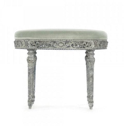 Sgabello francese rotondo riccamente intagliato