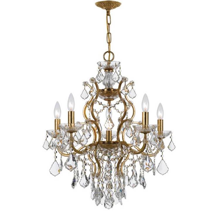 Lampadario in cristallo dorato stile salotto parigino