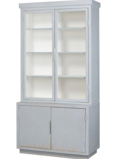 Vetrina in vetro anticato blu patinato