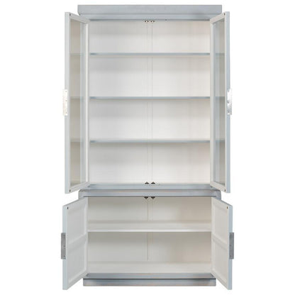 Vetrina in vetro anticato blu patinato