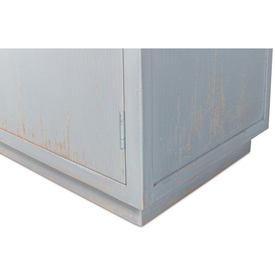 Vetrina in vetro anticato blu patinato