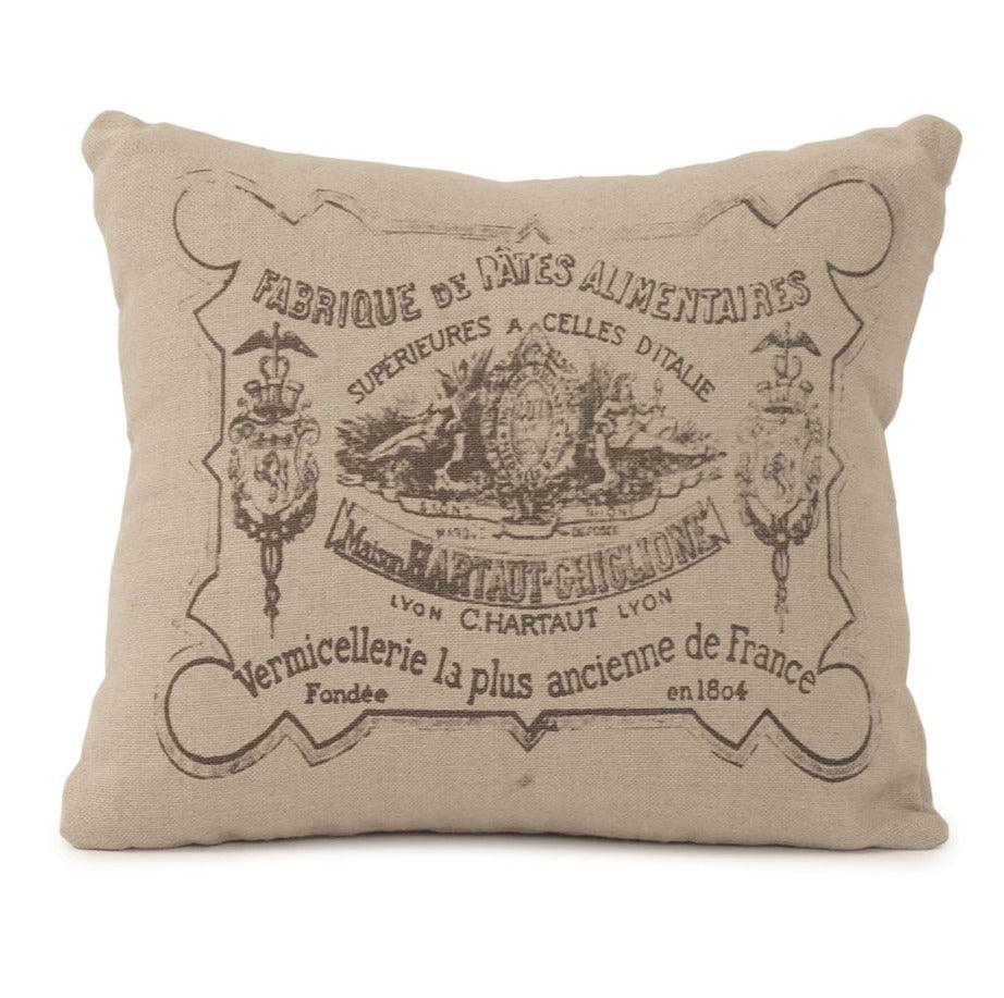Cuscino in lino con etichetta francese