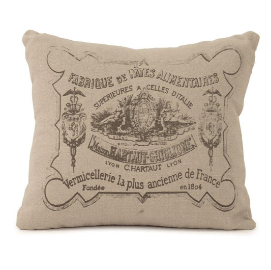 Cuscino in lino con etichetta francese