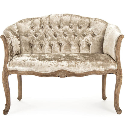 Divano francese in velluto trapuntato di peluche