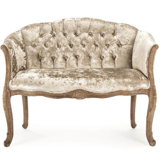 Divano francese in velluto trapuntato di peluche