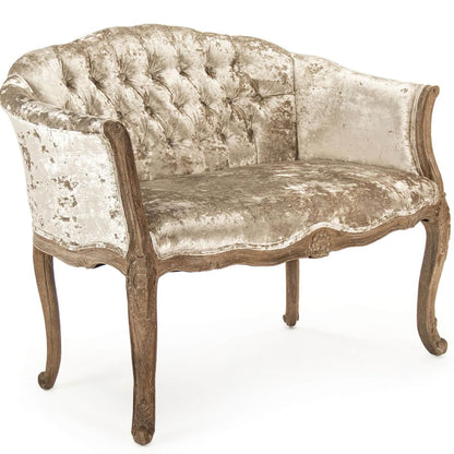 Divano francese in velluto trapuntato di peluche