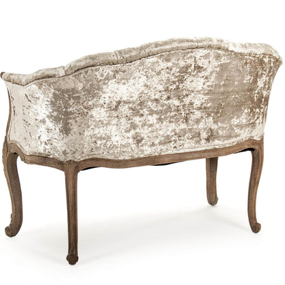 Divano francese in velluto trapuntato di peluche