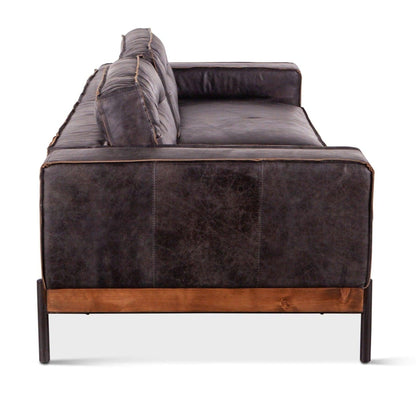 Divano industriale in pelle nera Portofino