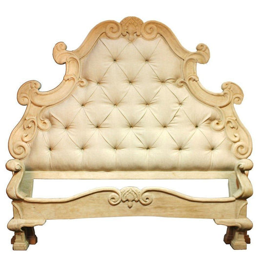 Letto capitonné provenzale con pediera in legno