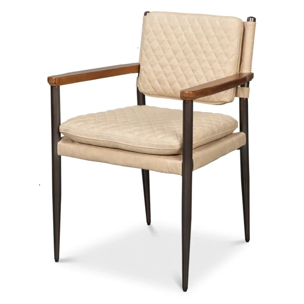 Poltrona da pranzo in pelle trapuntata