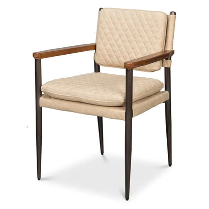 Poltrona da pranzo in pelle trapuntata