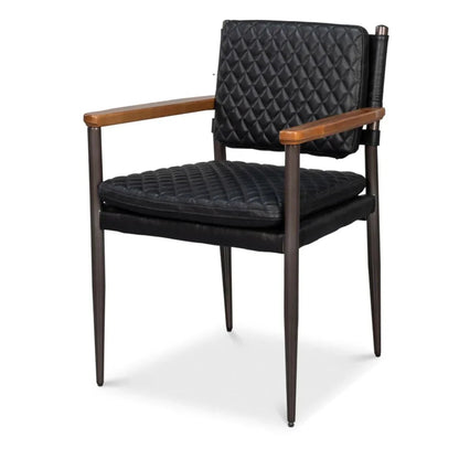 Poltrona da pranzo in pelle trapuntata