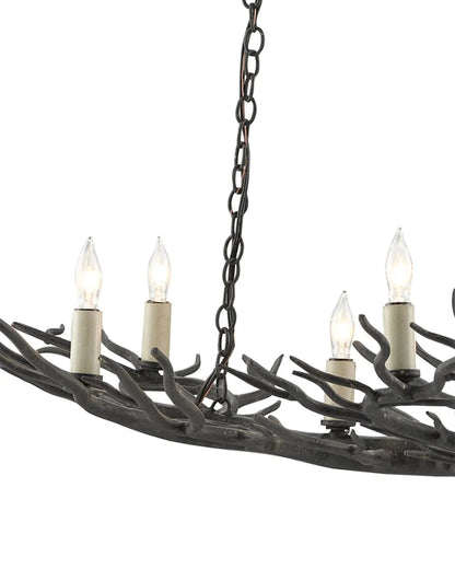 Piccolo lampadario in bronzo con foresta pluviale