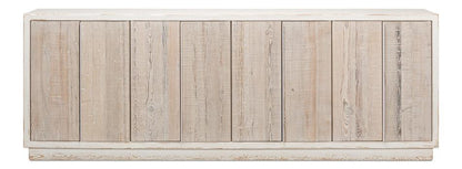 Credenza bianca con porta in legno di recupero