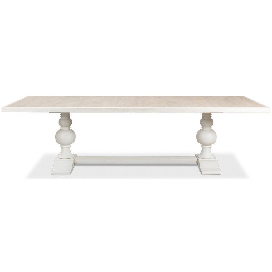 Tavolo da fattoria bianco con piano in legno di recupero 