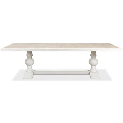 Tavolo da fattoria bianco con piano in legno di recupero 