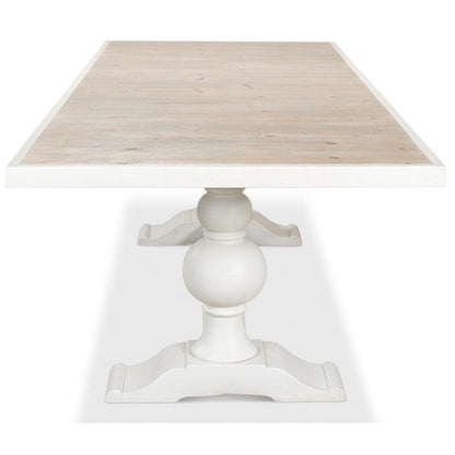 Tavolo da fattoria bianco con piano in legno di recupero 