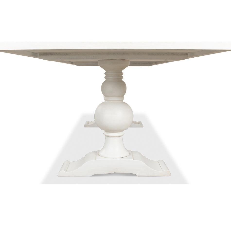 Tavolo da fattoria bianco con piano in legno di recupero 