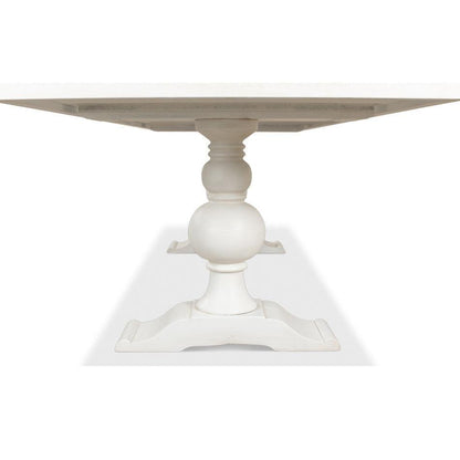 Tavolo da fattoria bianco con piano in legno di recupero 