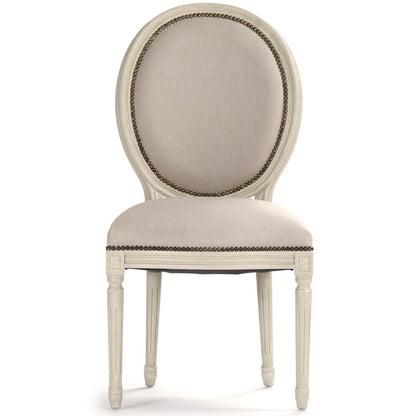 Sedie laterali con medaglione e schienale rotondo