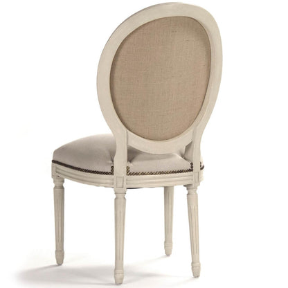 Sedie laterali con medaglione e schienale rotondo