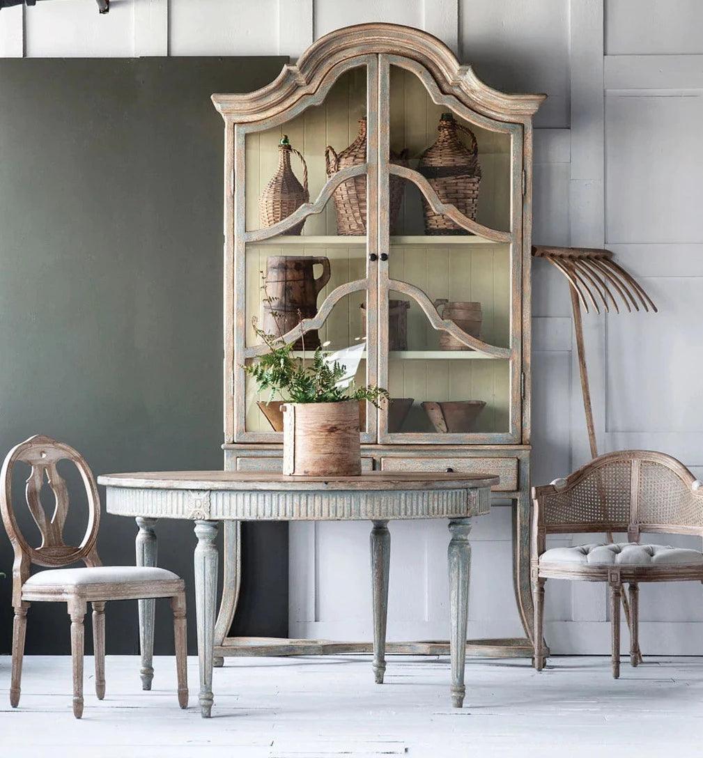 Tavolo da pranzo rotondo in cassis blu francese