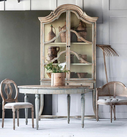 Tavolo da pranzo rotondo in cassis blu francese