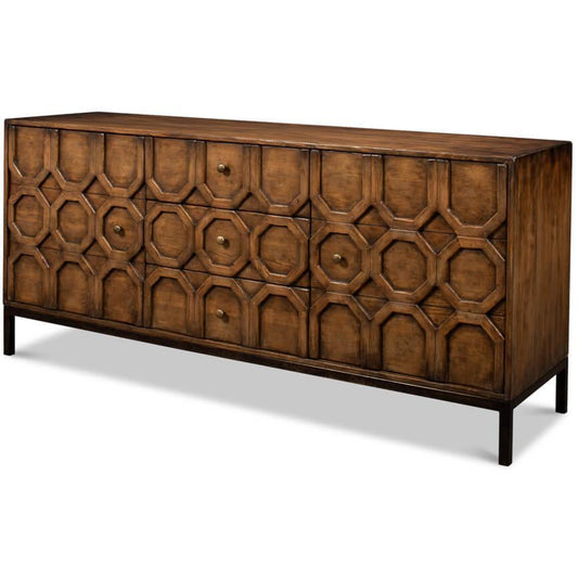 Credenza rustica Becket con frontale geometrico