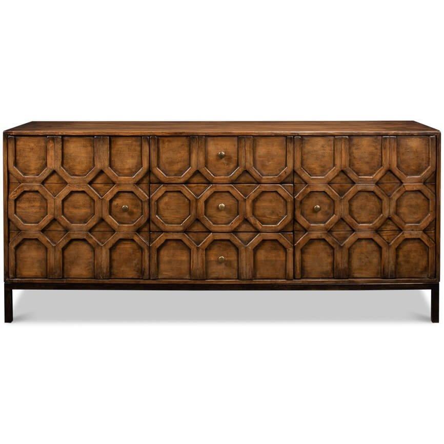 Credenza rustica Becket con frontale geometrico
