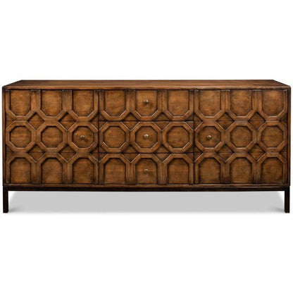 Credenza rustica Becket con frontale geometrico