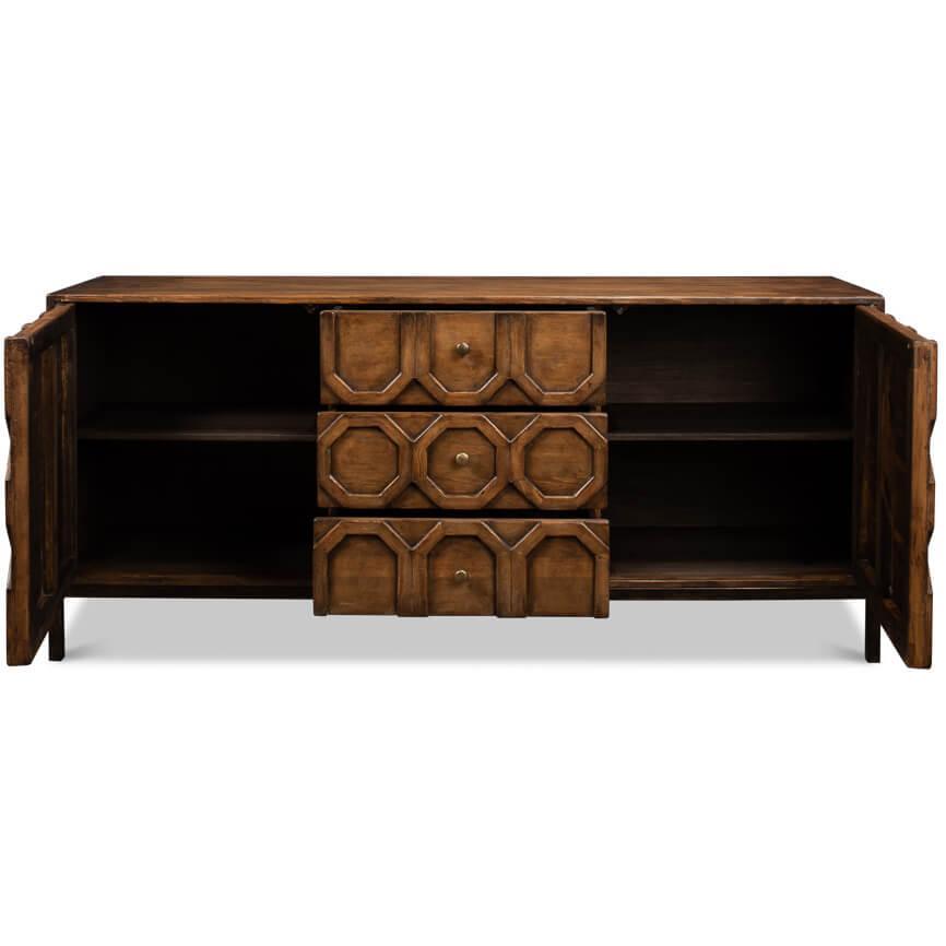 Credenza rustica Becket con frontale geometrico