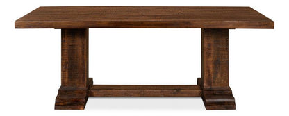 Tavolo da pranzo rustico con piedistallo in stile fattoria