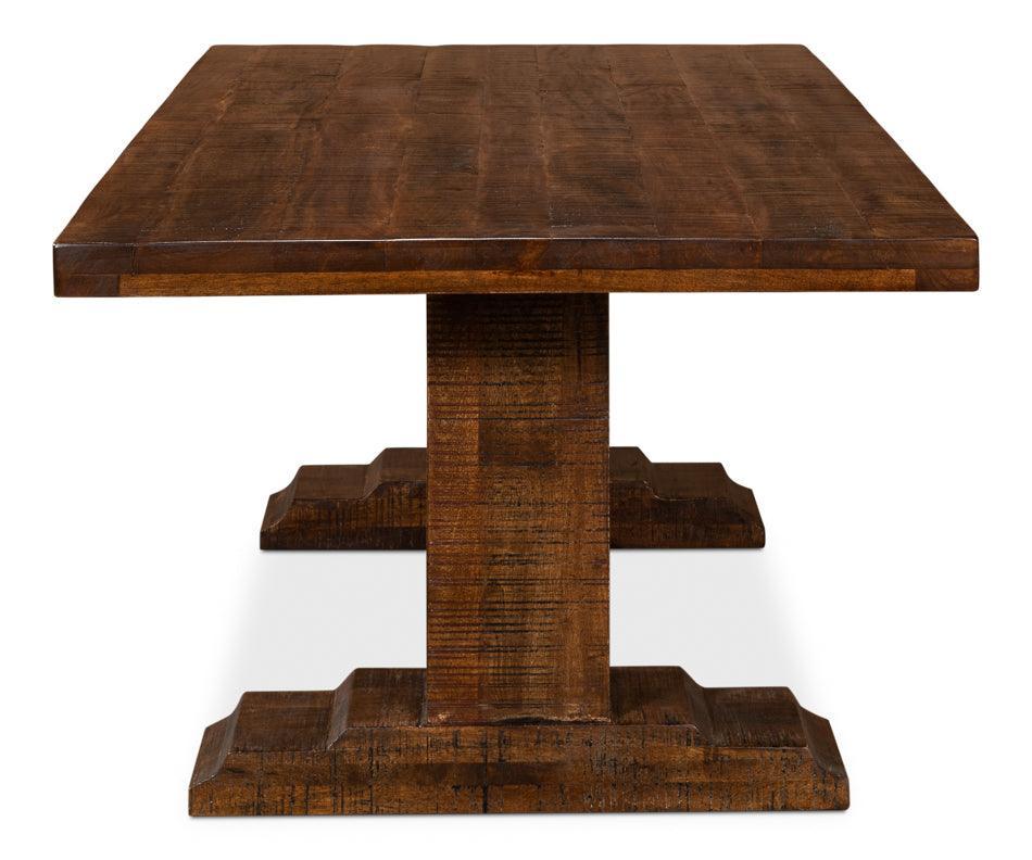 Tavolo da pranzo rustico con piedistallo in stile fattoria