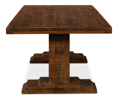 Tavolo da pranzo rustico con piedistallo in stile fattoria