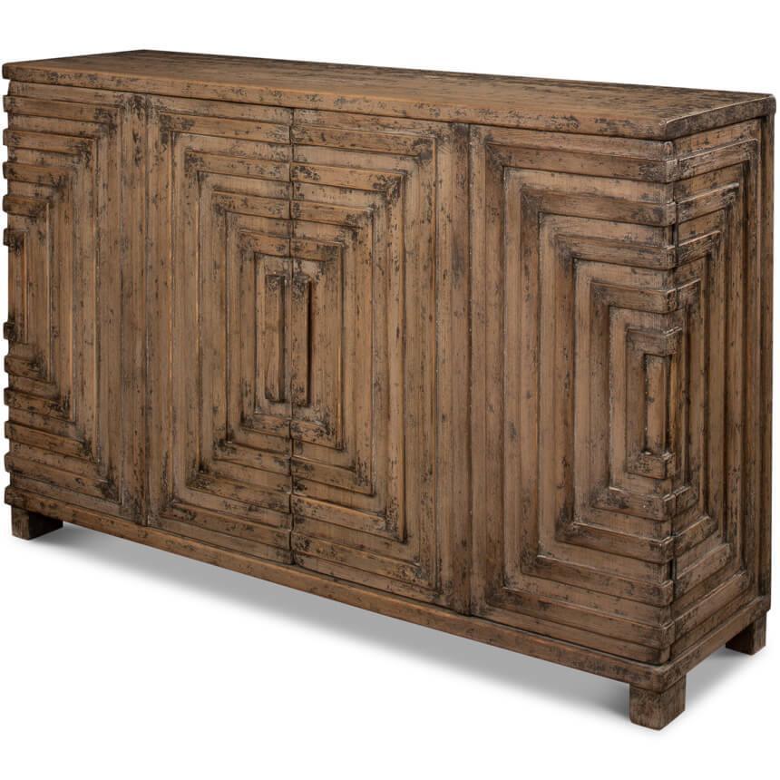 Credenza rustica geometrica in legno