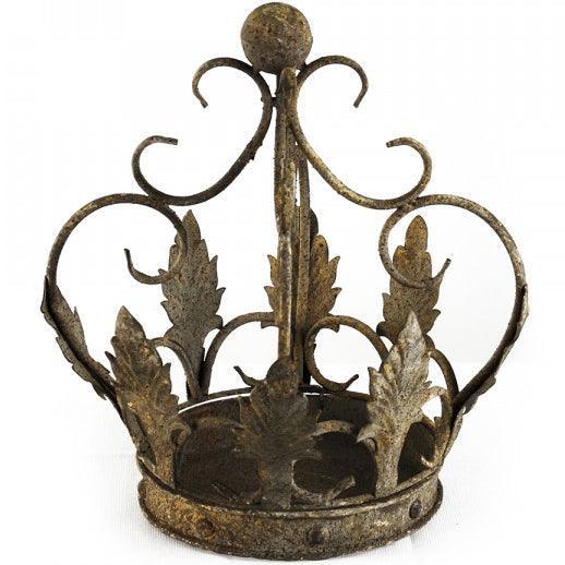 Lanterna rustica a corona in metallo dorato