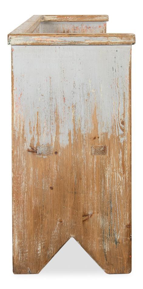 Panca rustica in legno grigio lavato