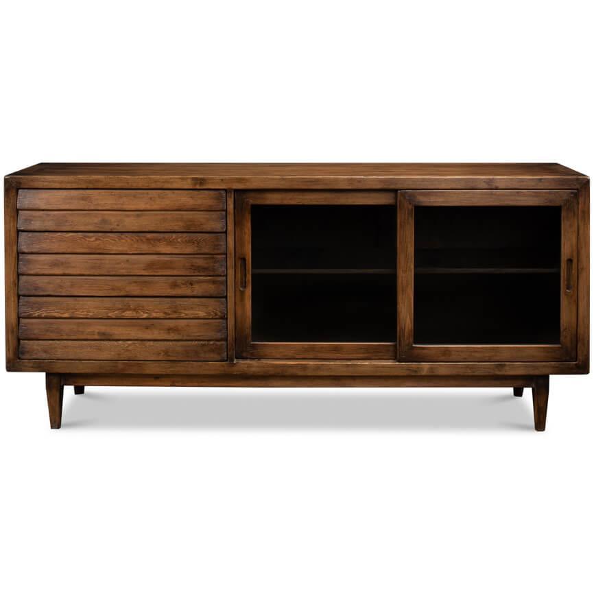 Credenza rustica con porta scorrevole in vetro