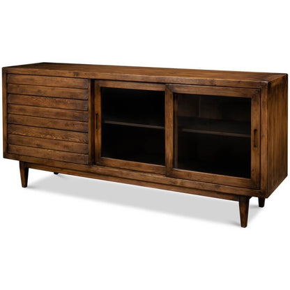 Credenza rustica con porta scorrevole in vetro
