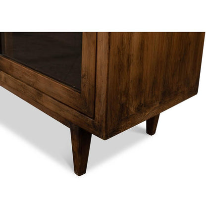 Credenza rustica con porta scorrevole in vetro