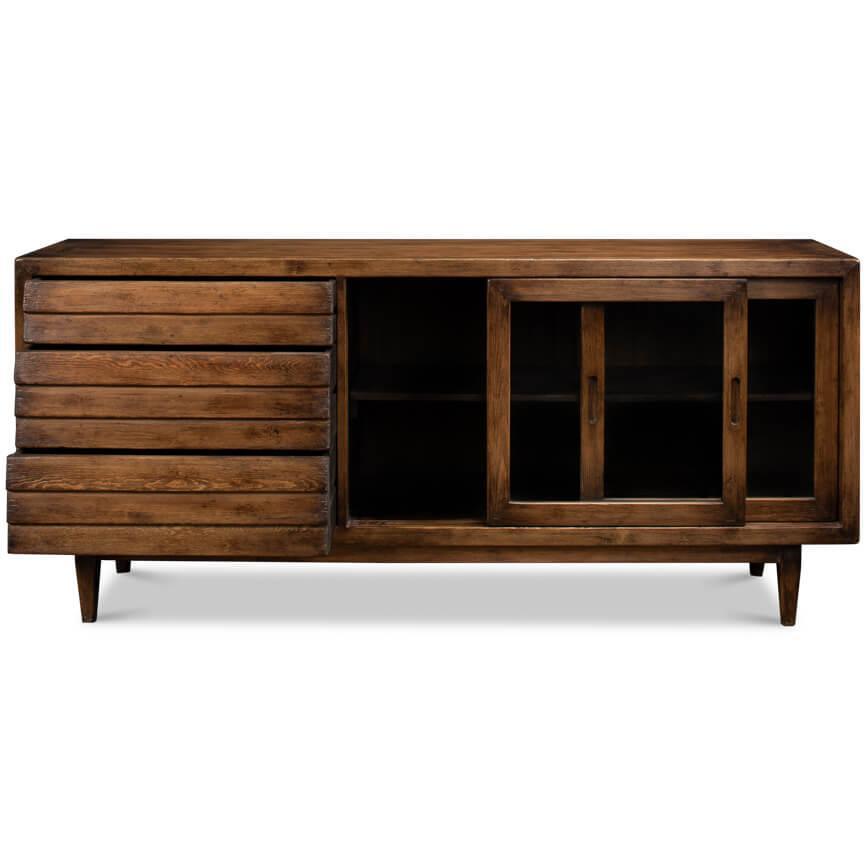 Credenza rustica con porta scorrevole in vetro